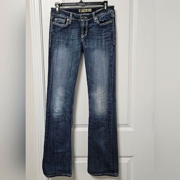 BKE Jeans Women’s 26x35.5 (28x32) Kate Low-Rise Bootcut Distressed Thick Stitch - Picture 1 of 10